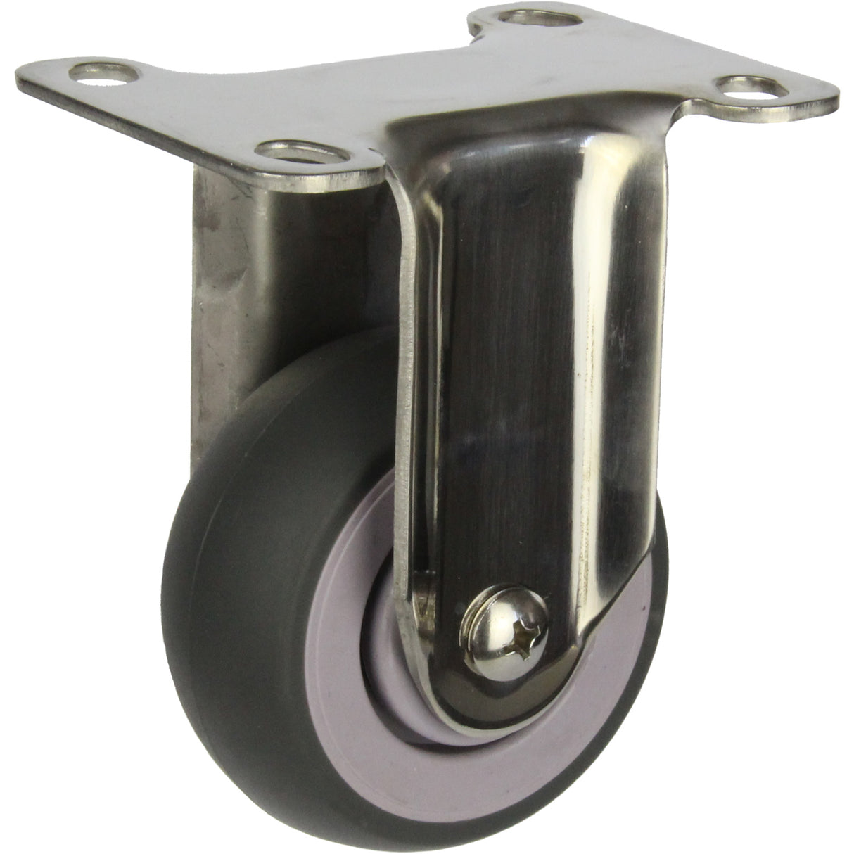 MSSGRQ75F - 80 Kg Fixed Plate Grey Rubber 75mm Stainless Steel TPE