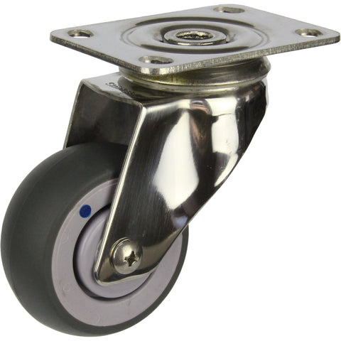 MSSGRQ75S <span>80 Kg Swivel Plate Grey Rubber 75mm Stainless Steel TPE</span>
