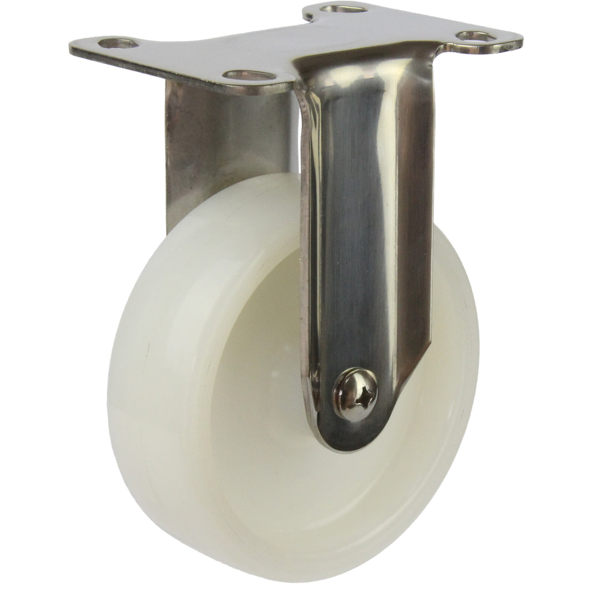 MSSWNA100F - 100 kg Fixed Plate 100mm Stainless Steel White Nylon
