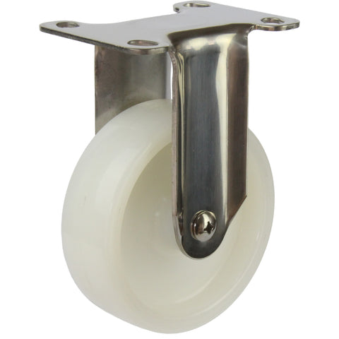 MSSWNA100F <span>100 Kg Fixed Plate 100mm Stainless Steel White Nylon</span>