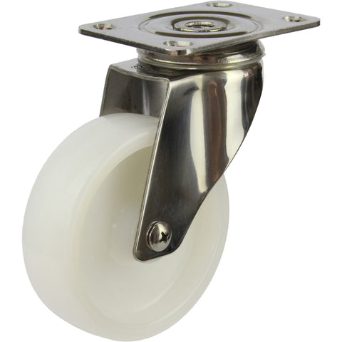 MSSWNA100S <span>100 Kg Swivel Plate 100mm Stainless Steel White Nylon</span>