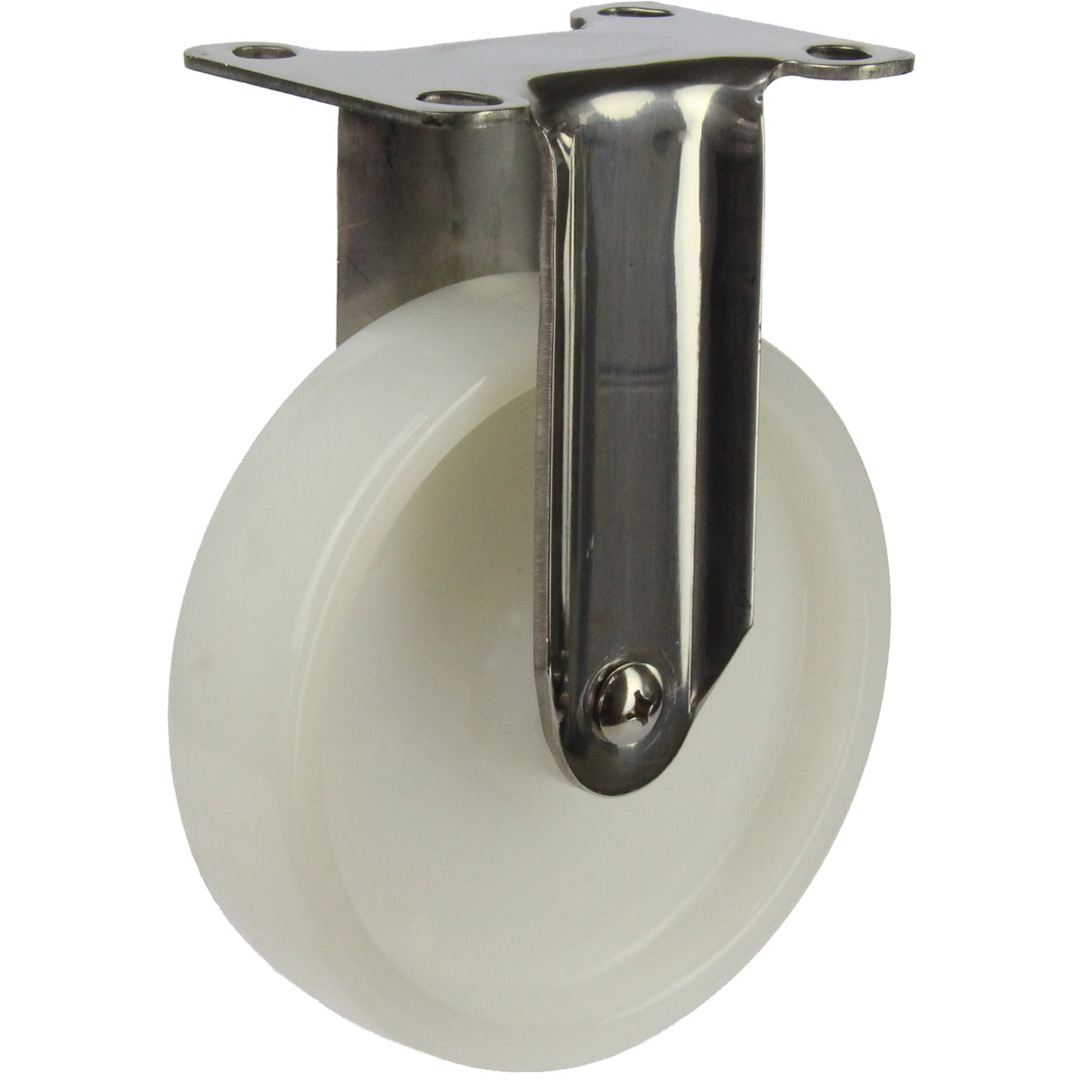 MSSWNA125F - 100 kg Fixed Plate 125mm Stainless Steel White Nylon