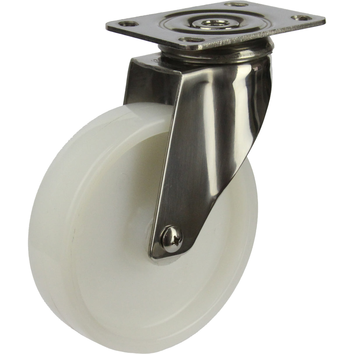 MSSWNA125S - 100 Kg Swivel Plate 125mm Stainless Steel White Nylon