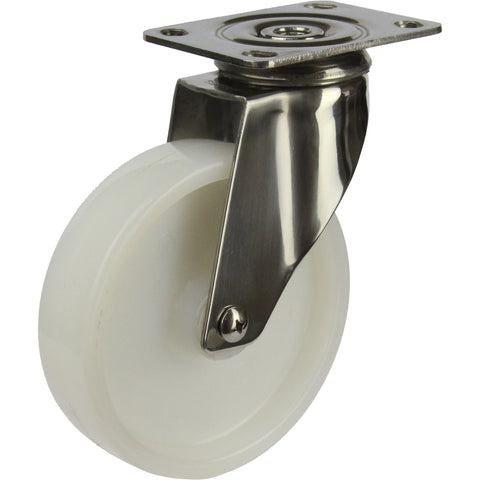 MSSWNA125S <span>100 Kg Swivel Plate 125mm Stainless Steel White Nylon</span>
