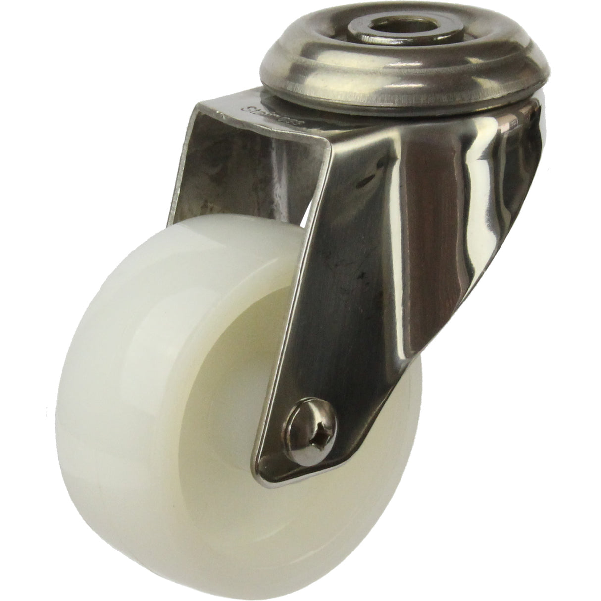 MSSWNA75BH - 80 Kg Bolt-Hole 75mm Stainless Steel White Nylon