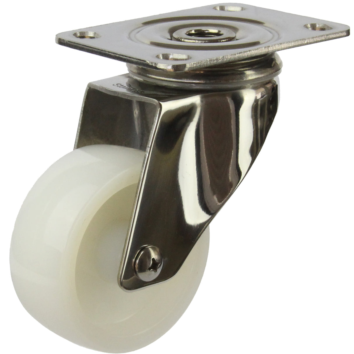 MSSWNA75S - 80 Kg Swivel Plate 75mm Stainless Steel White Nylon