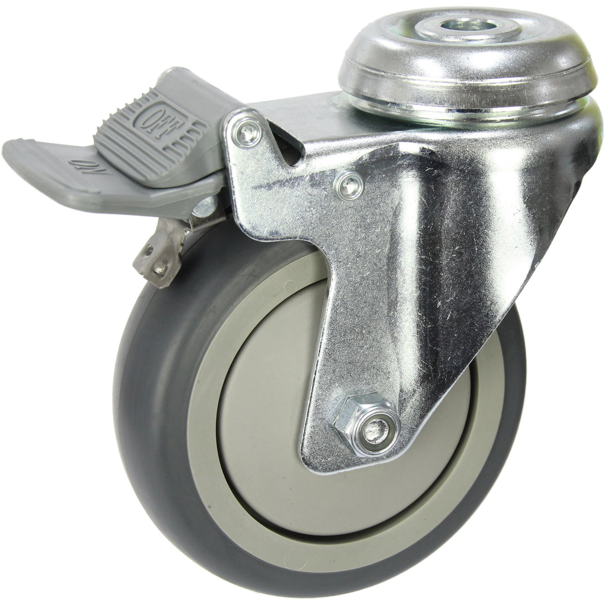 MZGRQ100BHTB - 100 kg Bolt-Hole Total Brake 100mm Grey Rubber