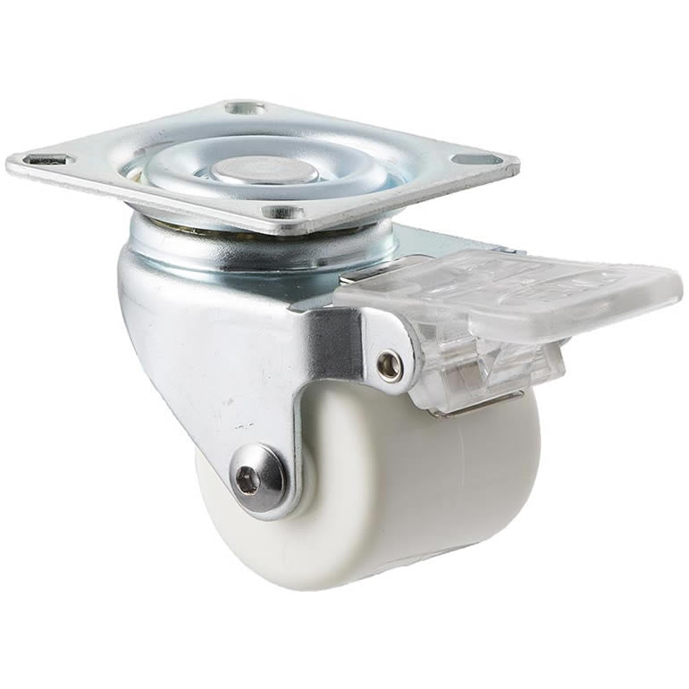NNN40/NZPBR - 90 Kg Swivel Plate Brake 40mm White Nylon