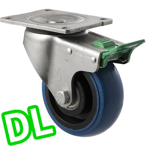 OBQ125/OZPDL <span>330 Kg Swivel Plate <strong>Direction Lock Only</strong> 125mm Blue Rubber</span>