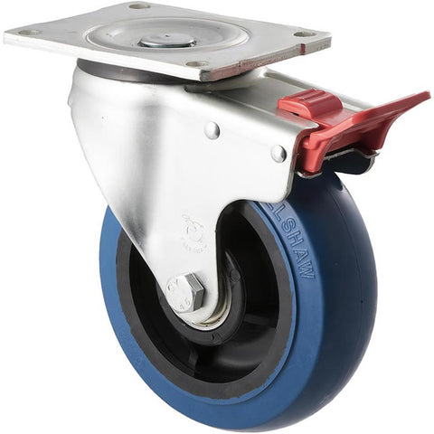 OBQ150/OZPTB <span>400 Kg Swivel Plate Total Brake 150mm Blue Rubber</span>