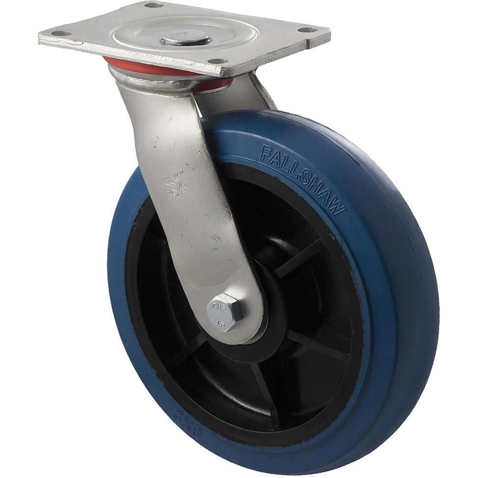 OBQ200/HZP - H SERIES 400 Kg Swivel Plate 200mm Blue Rubber