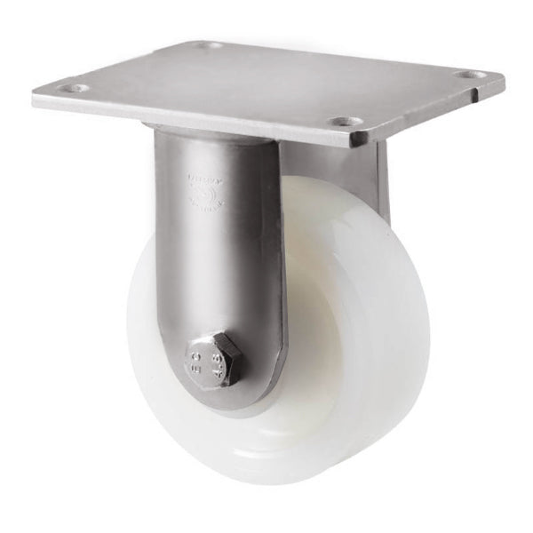 ONA100WS/HSF - 350 kg Stainless Steel Fixed Plate 100mm White Nylon