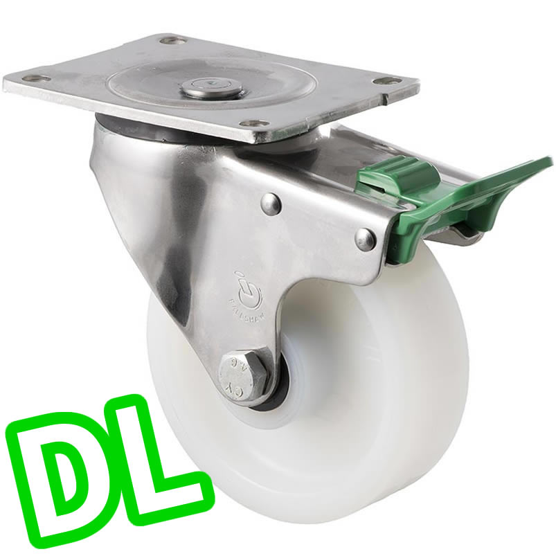 ONA125WS/OSPDL - 400 Kg Stainless Steel Swivel Plate Direction Lock Only 125mm White Nylon