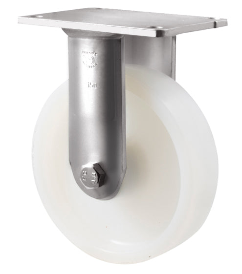 ONA150WS/HSF - 450 kg Stainless Steel Fixed Plate 150mm White Nylon