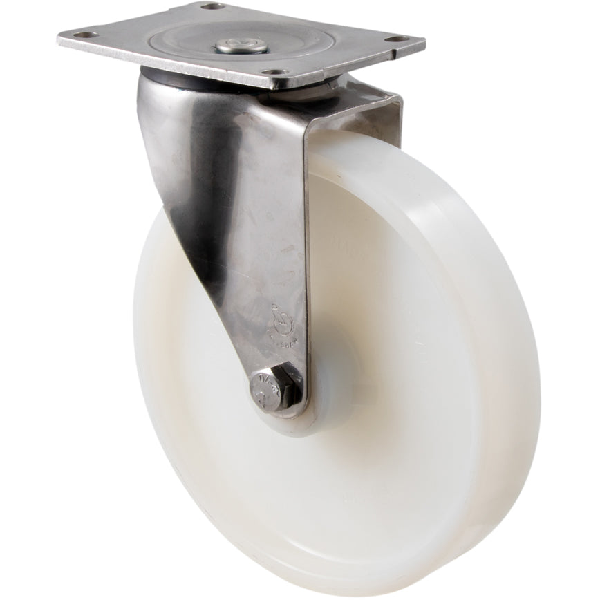 ONA200WS/OSP - 500 kg Stainless Steel Swivel Plate 200mm White Nylon