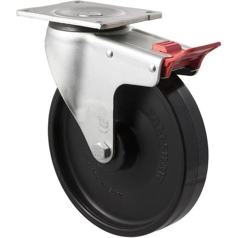 ONR200/OZPTB <span>500 Kg Swivel Plate Total Brake 200mm Black Nylon</span>