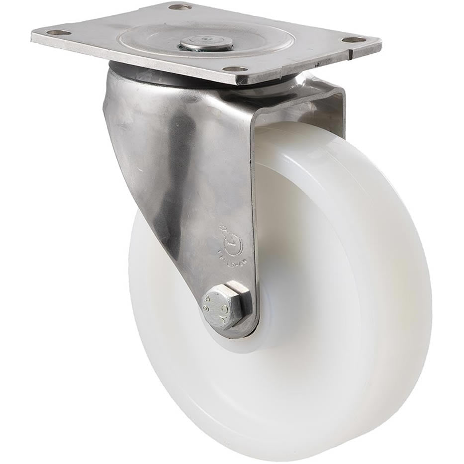ONS150W/OSP - 450 Kg Stainless Steel Swivel Plate 150mm White Nylon