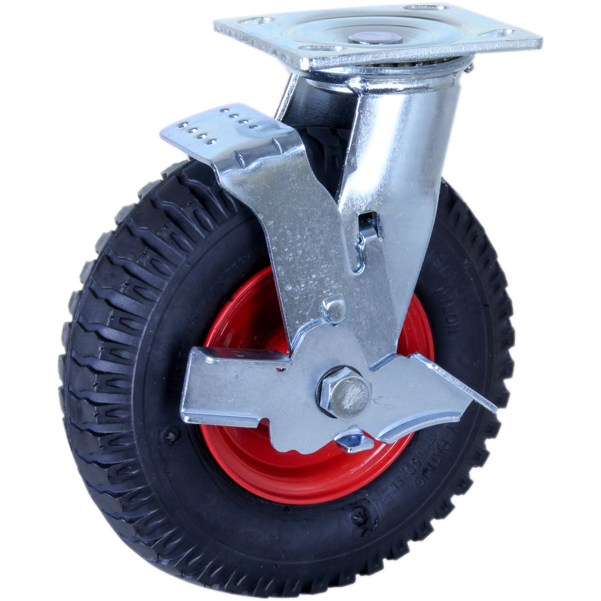 PZNW250X4-FS - 75 Kg Swivel Plate Brake 220mm Black MCP Puncture-Proof