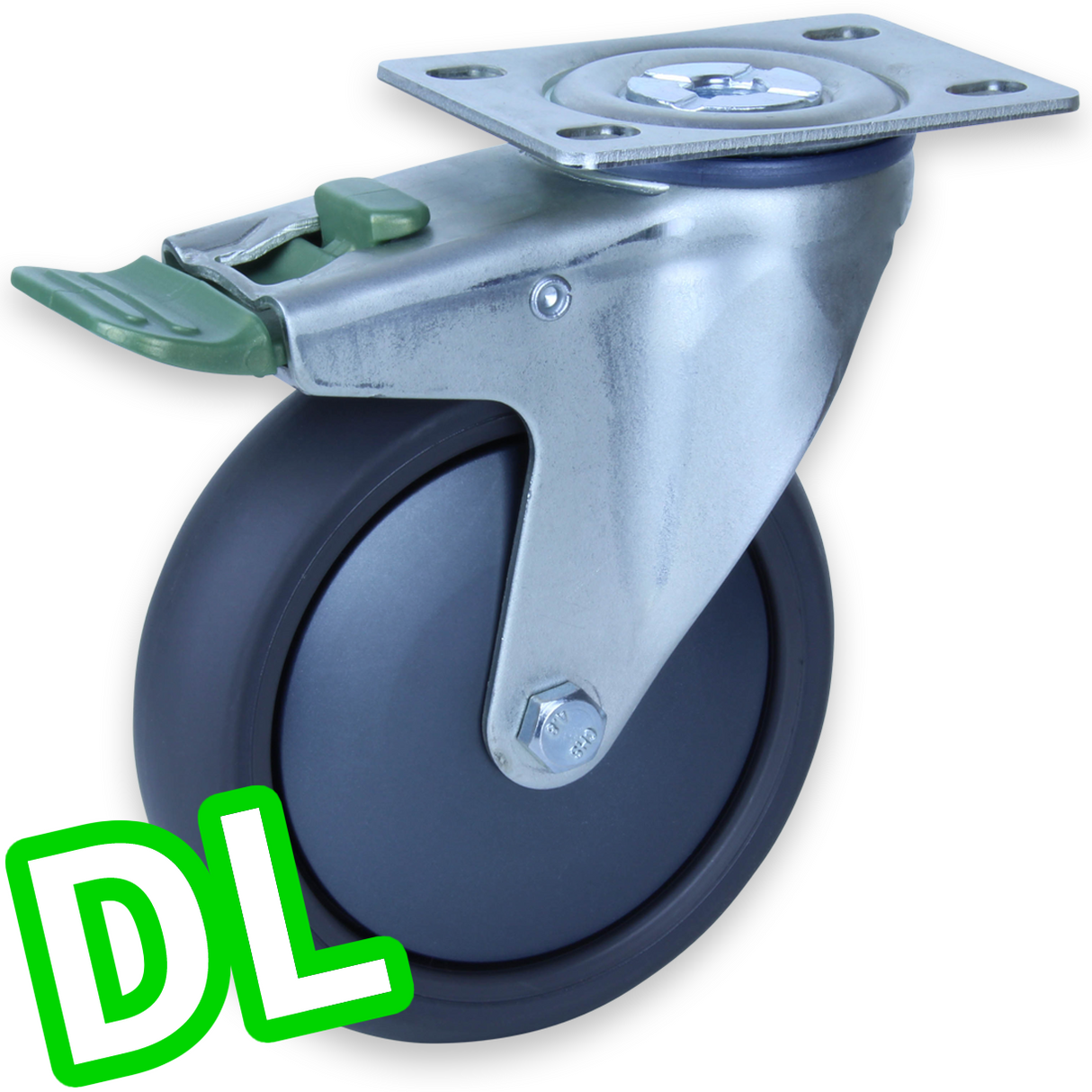 QUQ125G/MZPDL - 100Kg Swivel Plate Direction Lock Only 125mm Polyurethane