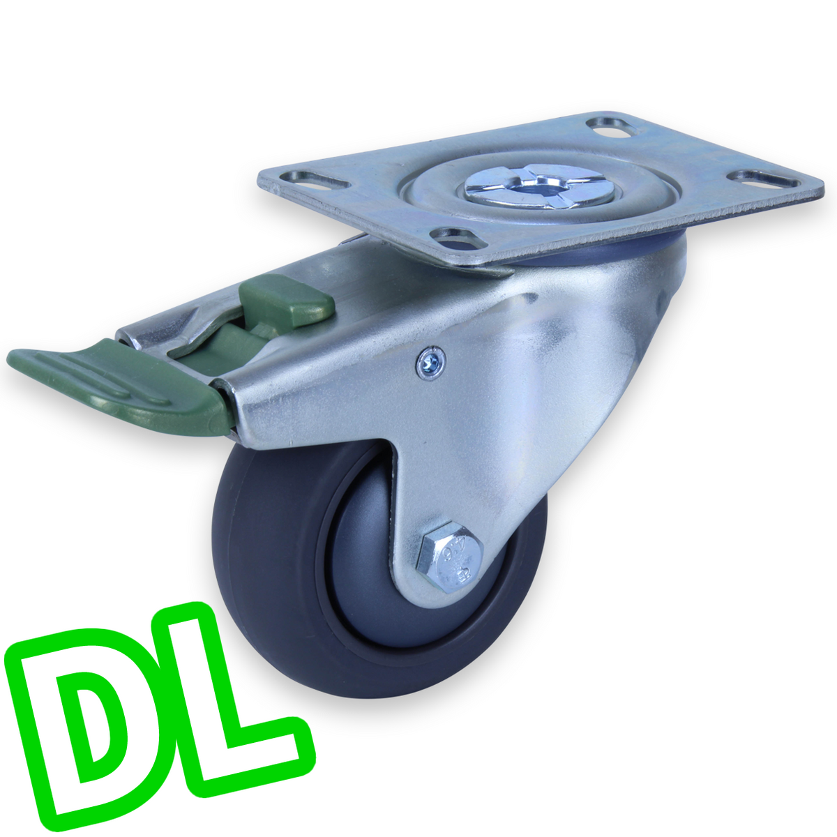 QUQ75G/MZPDL - 100 kg Swivel Plate Direction Lock Only 75mm Polyurethane