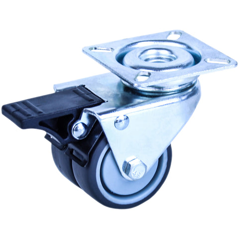 S2718B <span>70 Kg Swivel Total Brake Twin 50mm Grey Rubber</span>