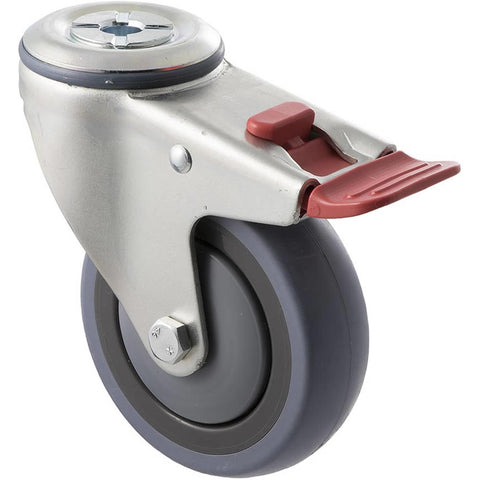 STQ100G/MZHTB <span>100 Kg Bolt-Hole Total Brake 100mm Grey Rubber</span>