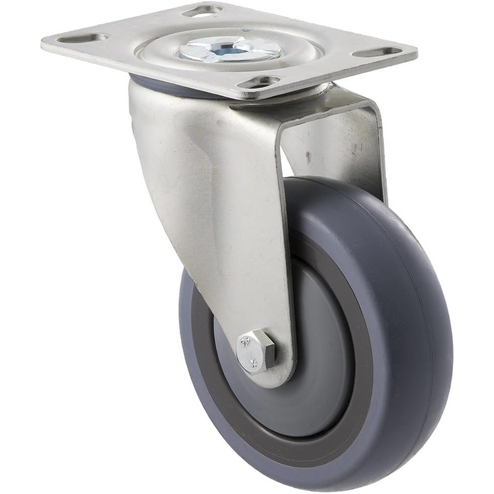 STQ100G/MZP - 100 Kg Swivel Plate 100mm Grey Rubber