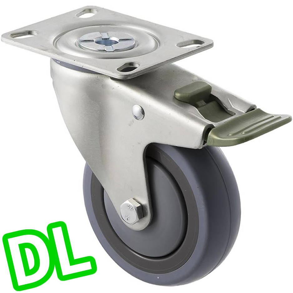 STQ100G/MZPDL - 100 kg Swivel Plate Direction Lock Only 100mm Grey Rubber
