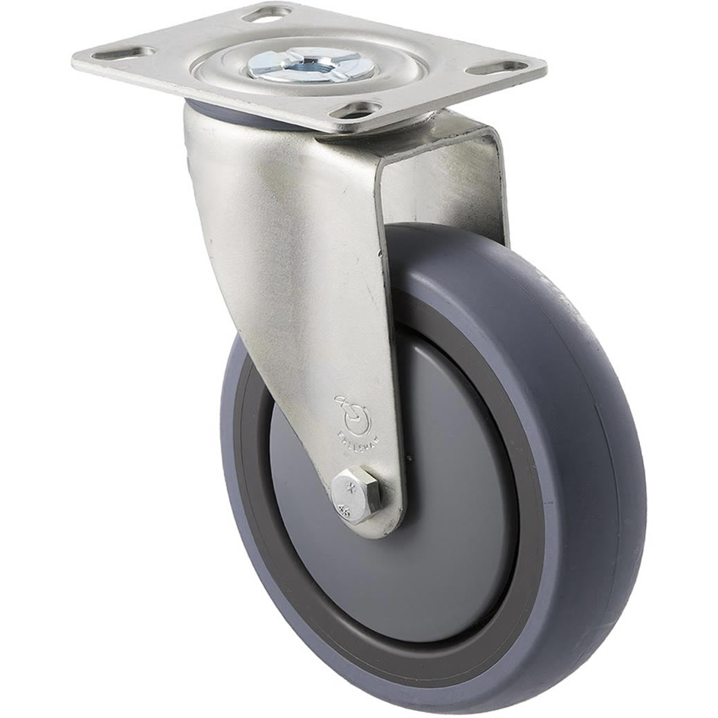 STQ125G/MZP - 100 kg Swivel Plate 125mm Grey Rubber