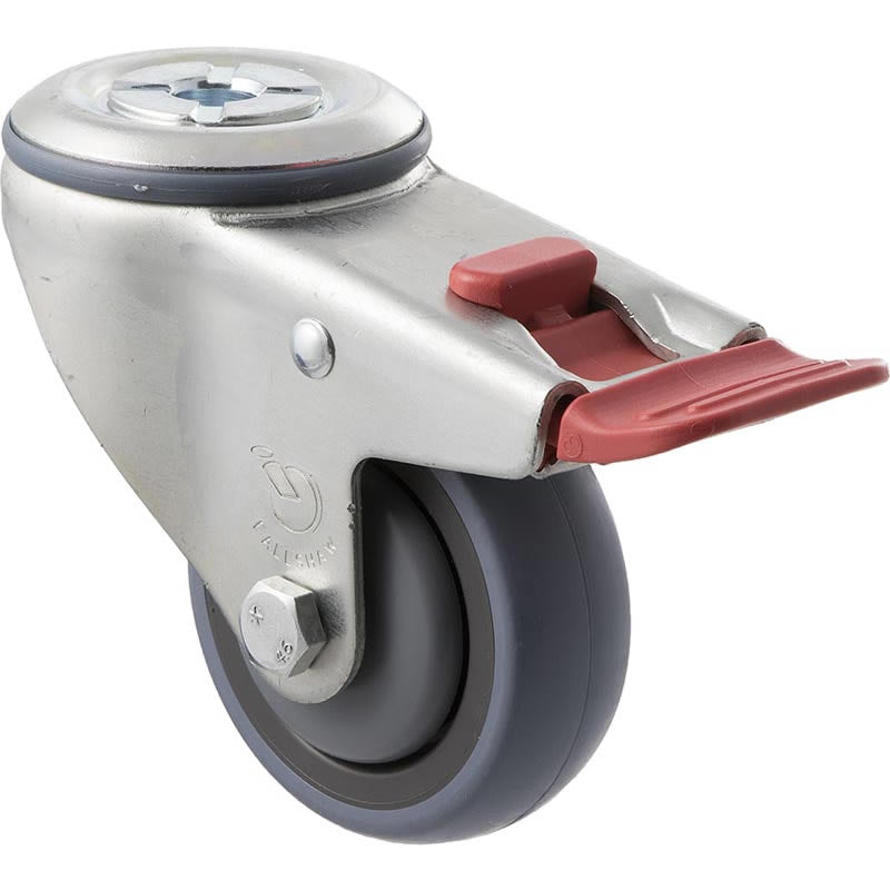 STQ75G/MZHTB - 100 kg Bolt-Hole Total Brake 75mm Grey Rubber