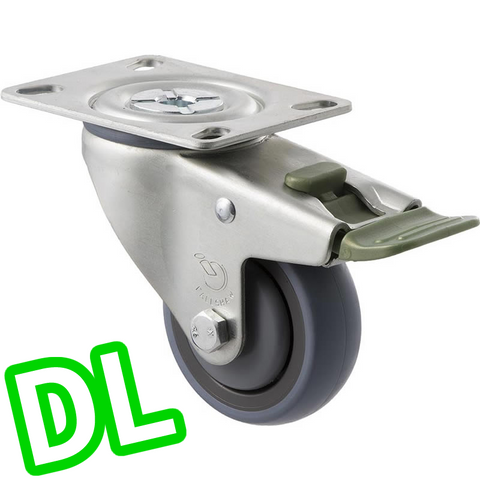 STQ75G/MZPDL <span>100 Kg Swivel Plate <strong>Direction Lock Only</strong> 75mm Grey Rubber</span>