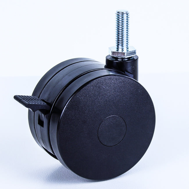 TW75-3/8BR - 75 kg Black Plastic Castor Swivel Wheel Brake Black Nylon 2x 75mm x 12mm