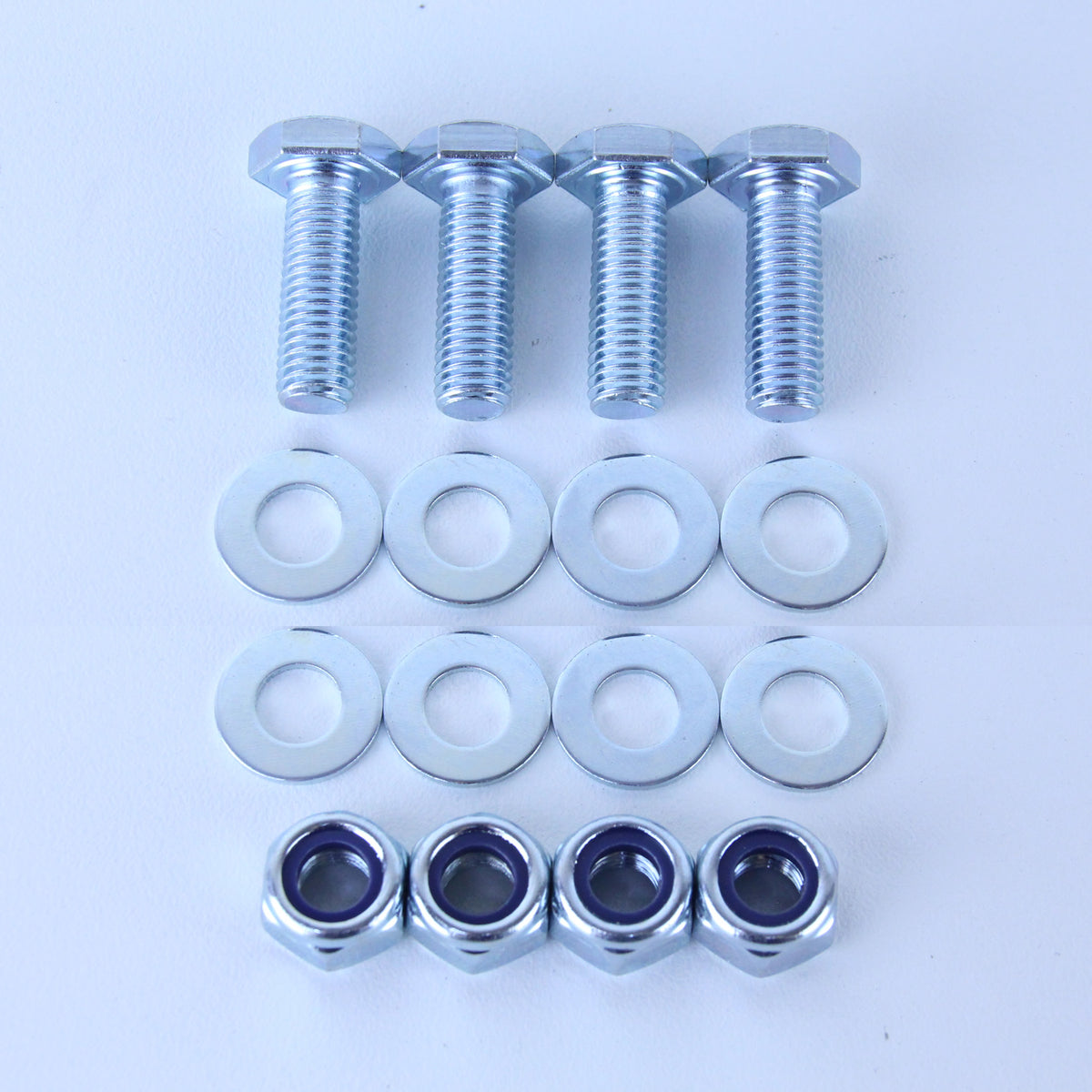 M10X30 Set Screw + Flat Washer + Nyloc Nut Pack of 4 each to suit Plate Mount Castors