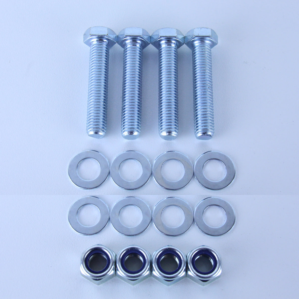 M12X60 Set Screw + Flat Washer + Nyloc Nut Pack of 4 each to suit Plate Mount Castors