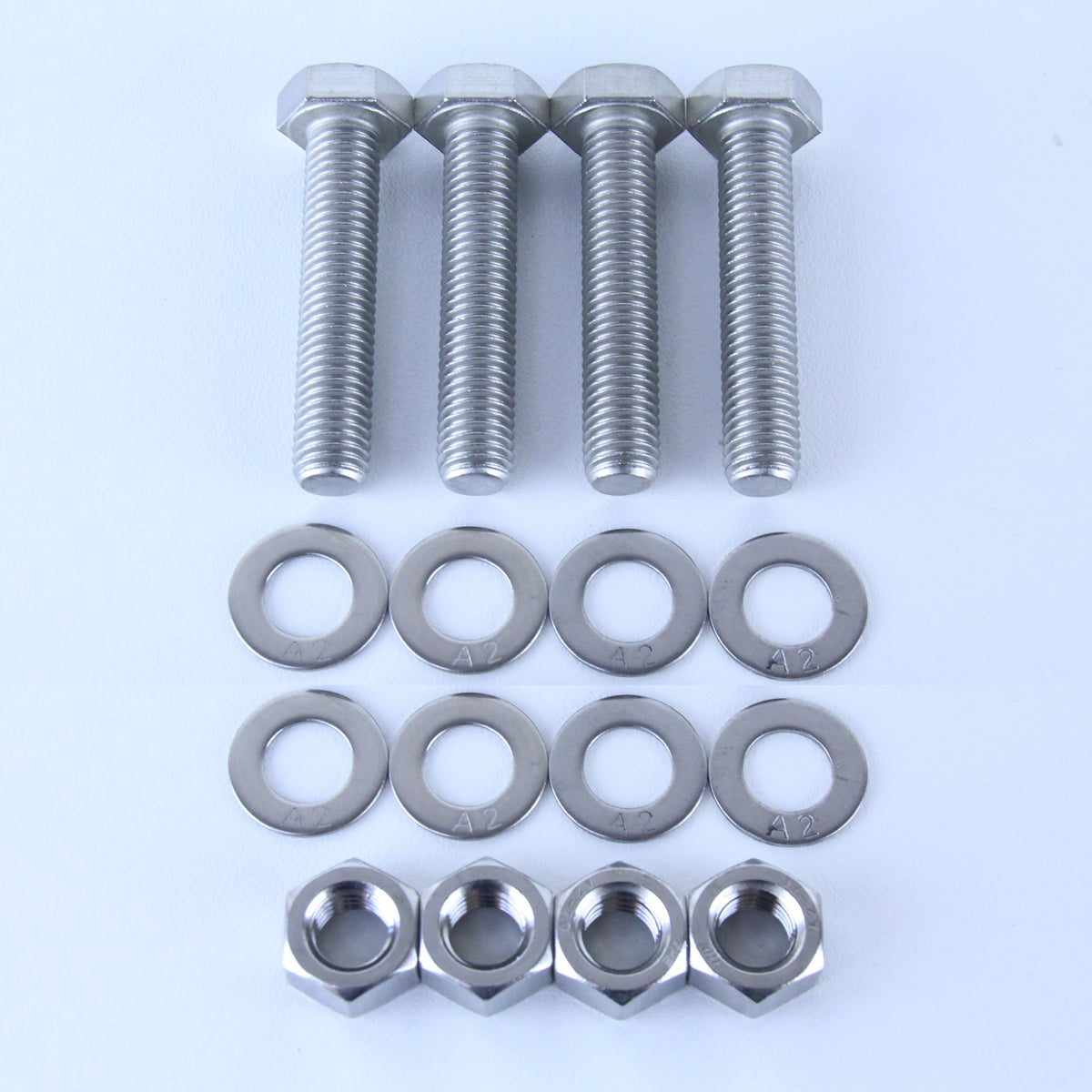 M12X60 S/S Set Screw + Flat Washer + Plain Nut Pack of 4 each to suit Plate Mount Castors