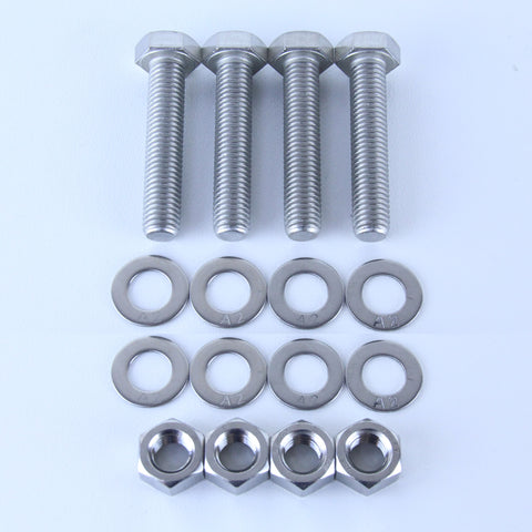 M12X60 S/S Set Screw + Flat Washer + Plain Nut Pack of 4 each to suit Plate Mount Castors