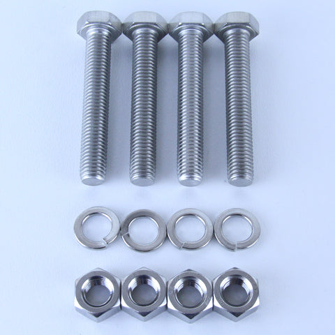 M12X75 S/S Set Screw + Spring Washer + Plain Nut Pack of 4 each to suit Plate Mount Castors