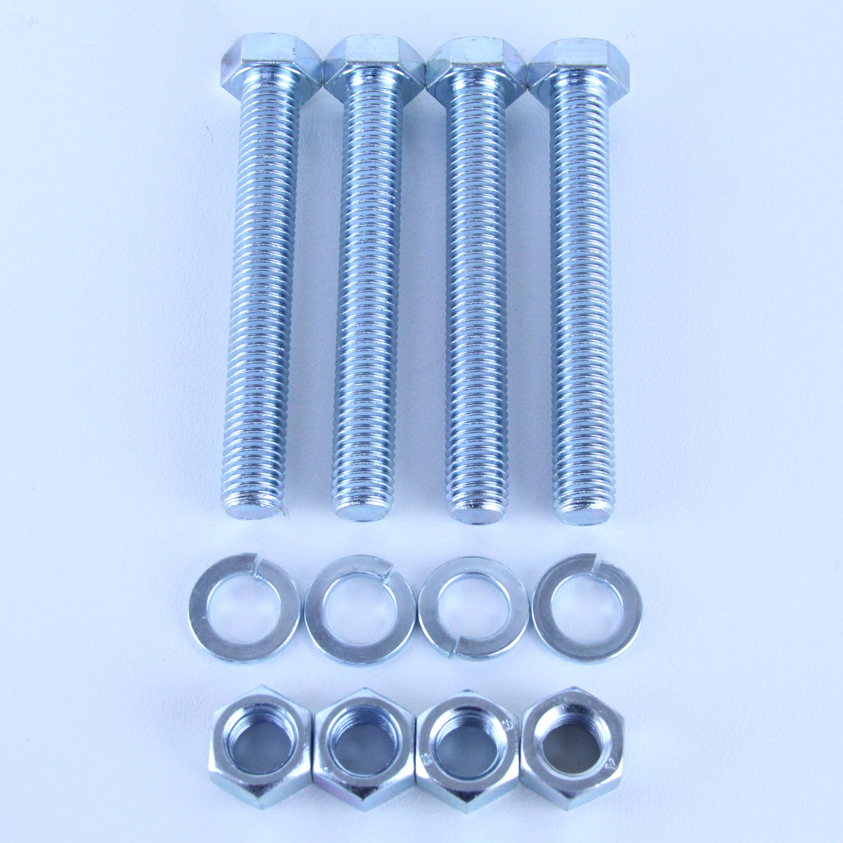 M12X90 Set Screw + Spring Washer + Plain Nut Pack of 4 each to suit Plate Mount Castors