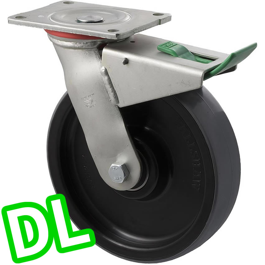 WUQ200/HZPDL - H SERIES 600 kg Swivel Plate Direction Lock Only 200mm Polyurethane