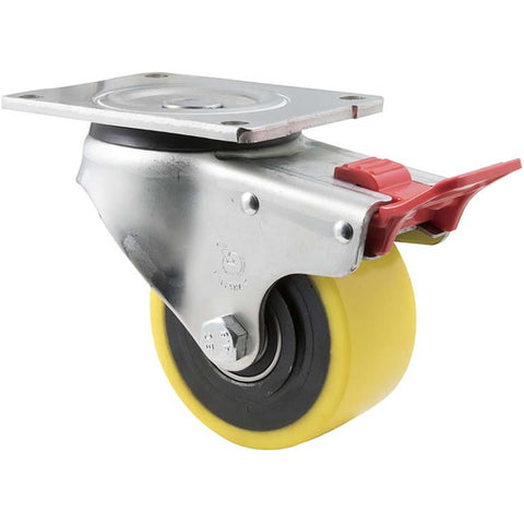 XUQ100/OZPTB <span>450 Kg Swivel Plate Total Brake 100mm Polyurethane</span>