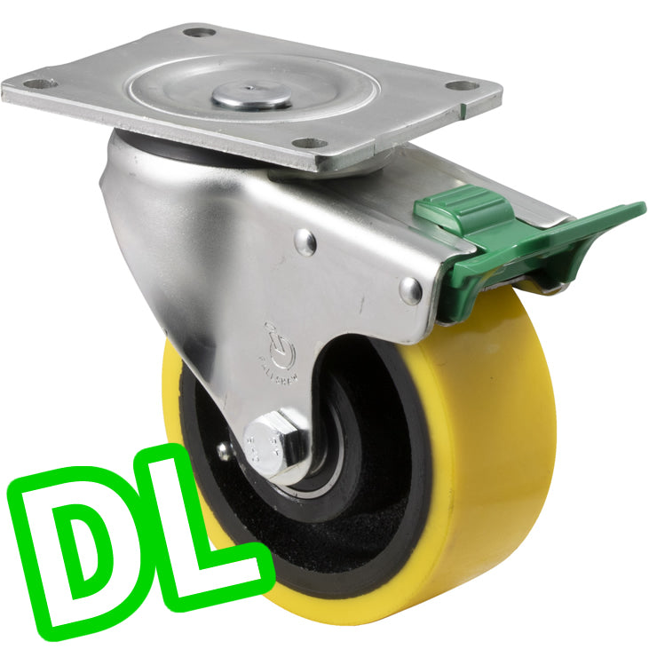XUQ125/OZPDL - 450 Kg Swivel Plate Direction Lock Only 125mm Polyurethane