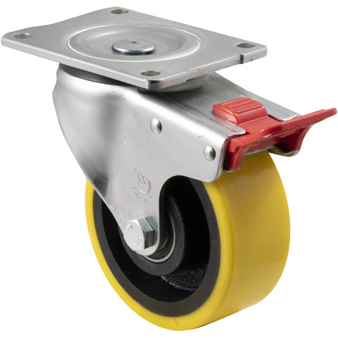 XUQ150/OZPTB <span>450 Kg Swivel Plate Total Brake 150mm Polyurethane</span>