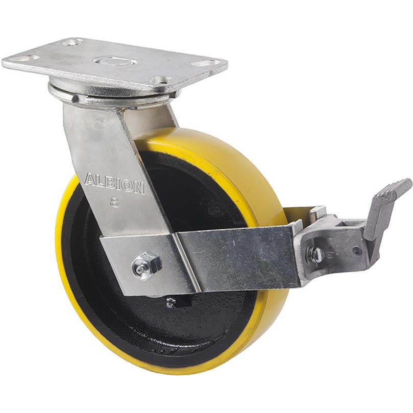 XUQ200/XZPBR - 1000 kg Swivel Plate Brake 200mm Polyurethane