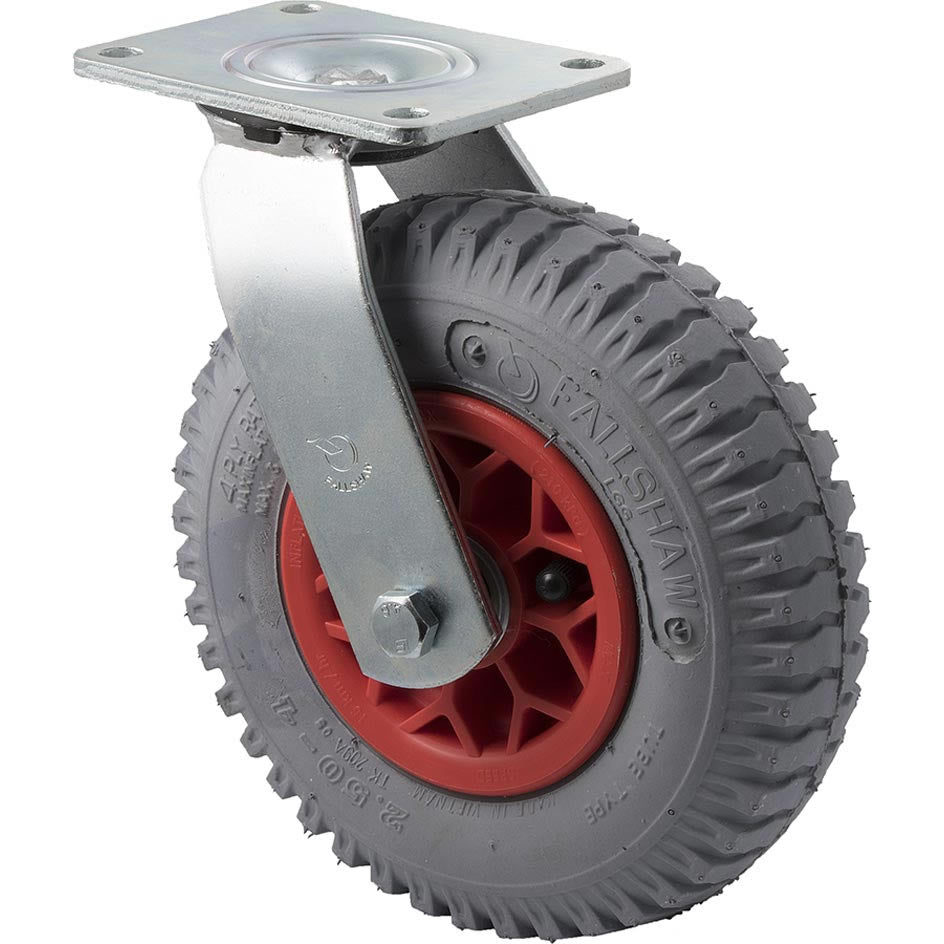 YLGG250/YZP - 100 kg Swivel Plate 220mm Grey Rubber Pneumatic