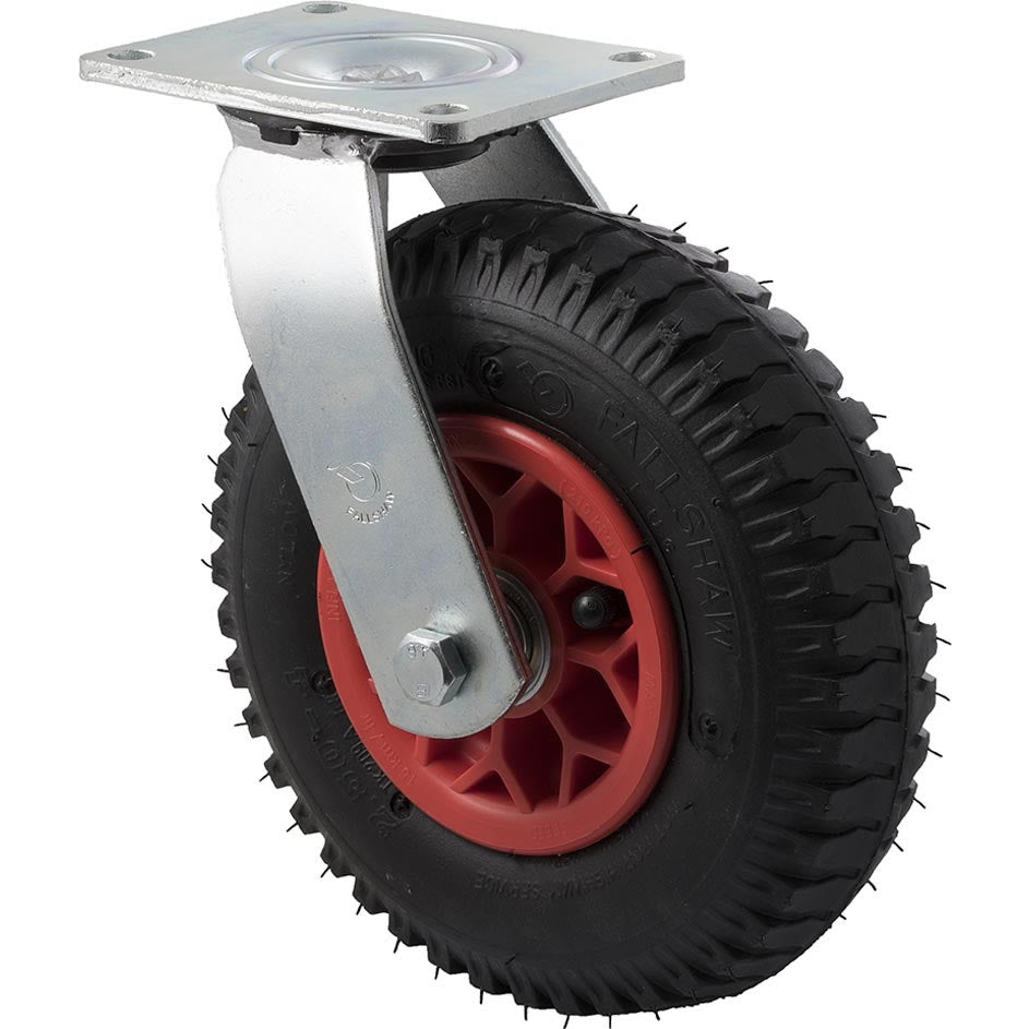 YLUG250/YZP - 100 Kg Swivel Plate 220mm Black Rubber Pneumatic