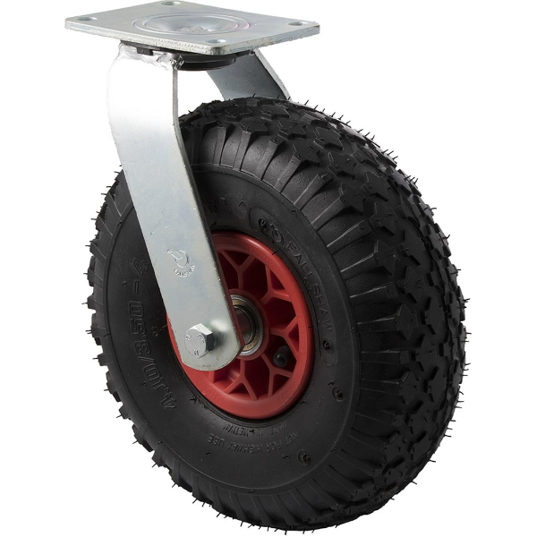 YSTR350/YZP - 140 kg Swivel Plate 265mm Black Rubber Pneumatic