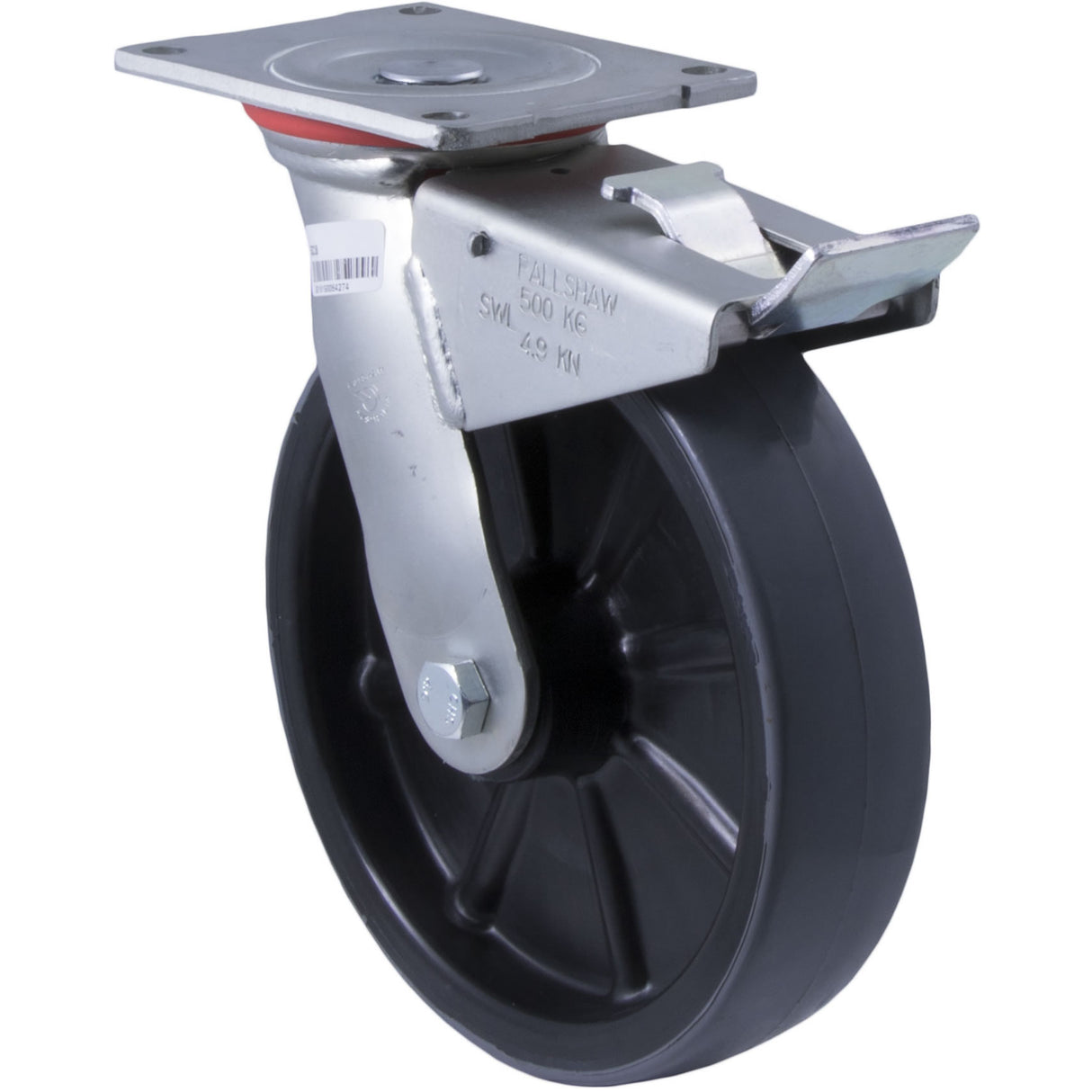SC18 - 500 Kg Swivel Plate Total Brake 200mm Polyurethane