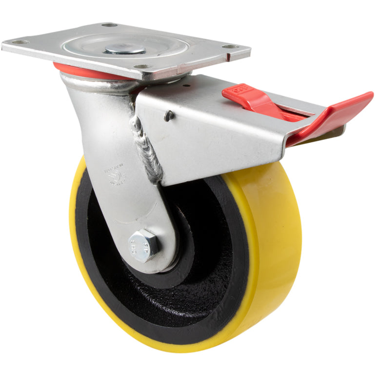 XUQ150/HZPTB - H SERIES 600 Kg Swivel Plate Total Brake 150mm Polyurethane