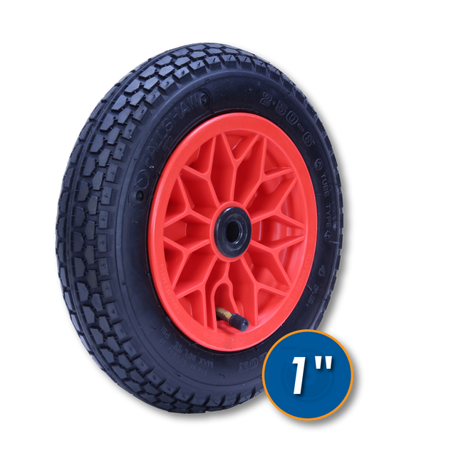 250X6IND-PWA pneumatic wheel with 1 inch acetal bush