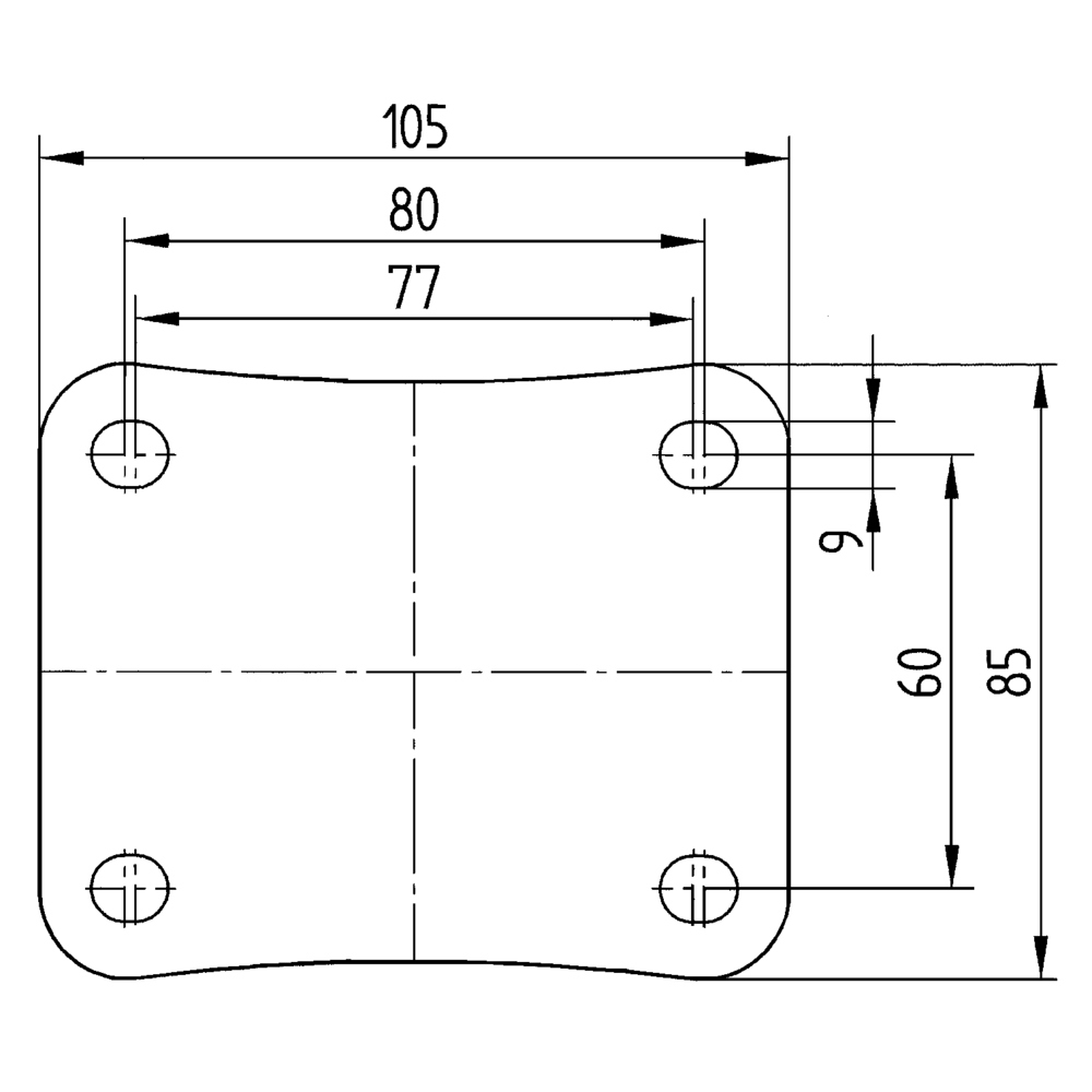 8477UOD125P62 - 250kg Swivel Plate Total Brake 125mm Stainless Steel White Nylon